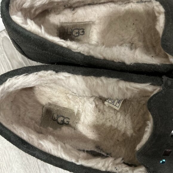 UGG Ansley Stud II Women's Moc Slippers Size 8‎ Gray Suede Sheepskin Slip On - Picture 6 of 12
